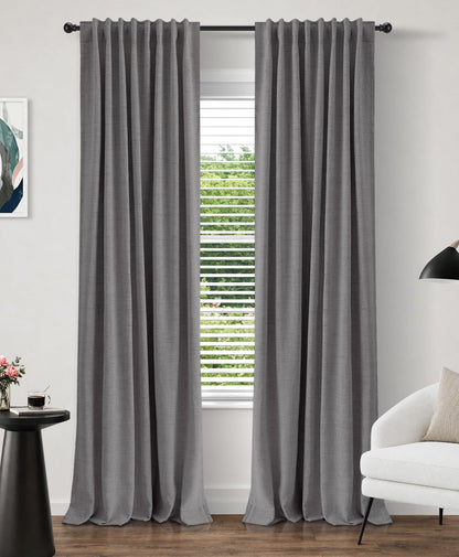 INOVADAY 100% Blackout Linen Curtains for Bedroom 50x84 Inches Cream