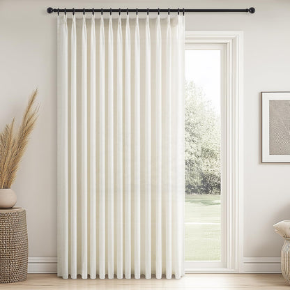 Topfinel Oatmeal Beige Pinch Pleated Curtains 84 Inches Long for Living Room 2 Panels Sets,Stone Washed Linen Earth Tone Decor Back Tab Boho Neutral Greige Earthy Sheer Curtain for Bedroom
