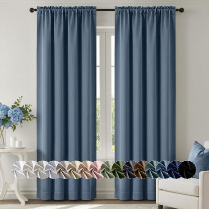 MIULEE Stone Blue Blackout Curtains for Bedroom Living Room 40"x63" 2 Panel