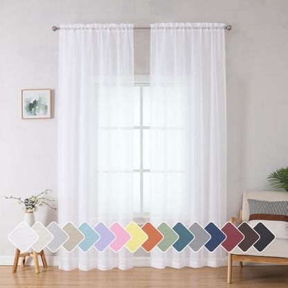 Simplebrand Black Sheer Curtains 84 Inches Long 2 Panels for Living Room