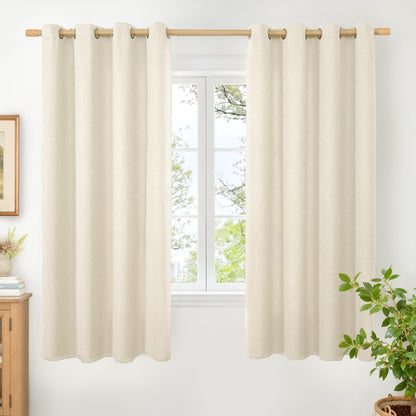 BGment Oatmeal Linen Curtains 84 Inch Length 2 Panels Set for Living Room