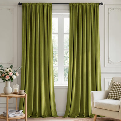 MIULEE Dusty Rose Pink Velvet Room Darkening Curtains for Bedroom W52 x L84