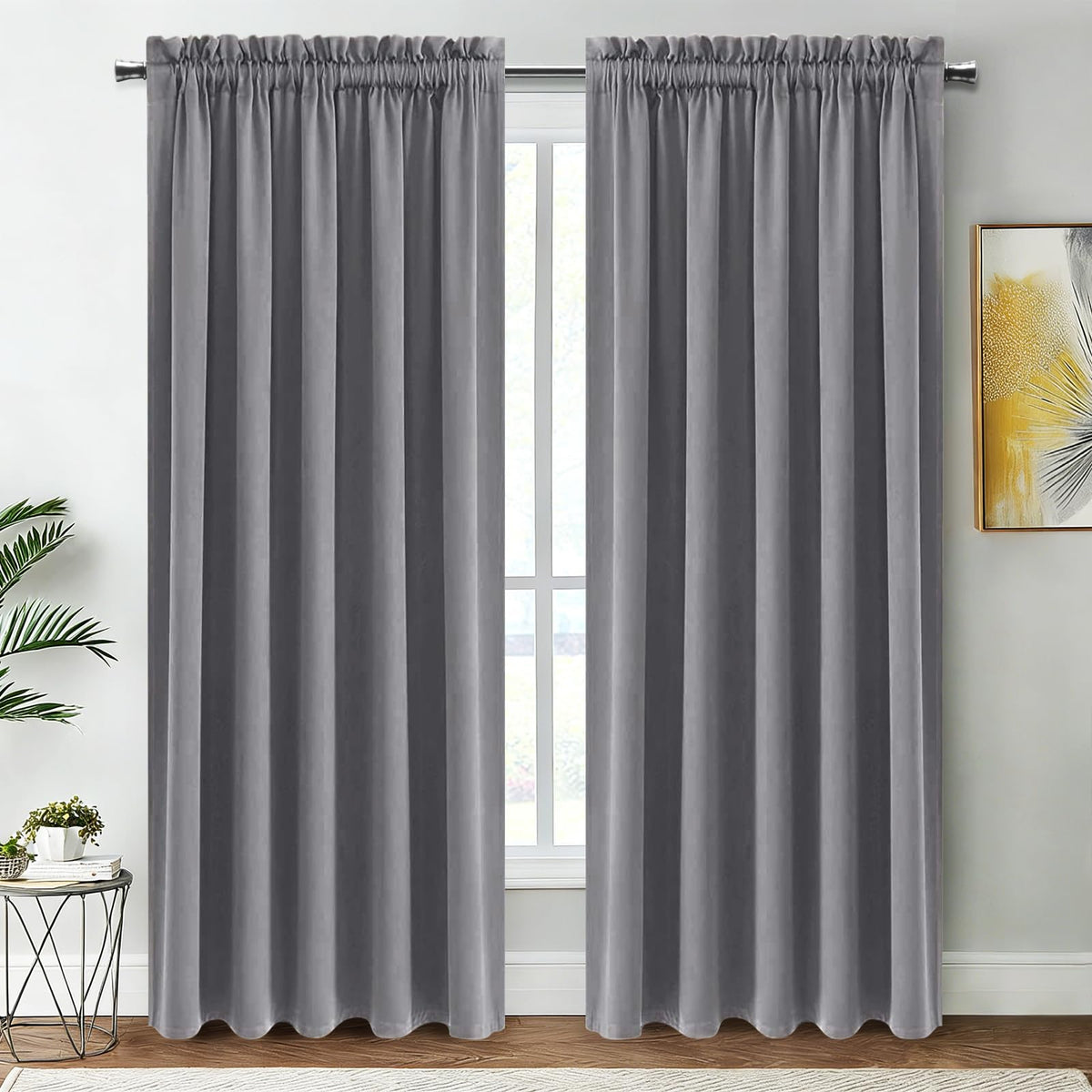 DWCN Blackout Curtains for Bedroom Living Room 42 x 63 Inch Long Black