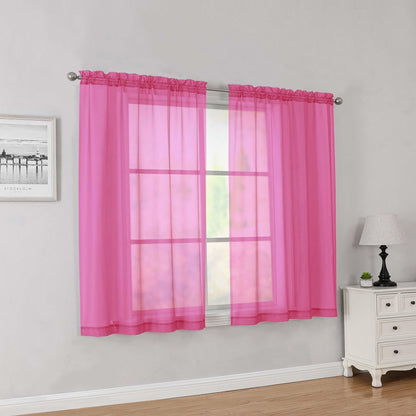Simplebrand Black Sheer Curtains 84 Inches Long 2 Panels for Living Room