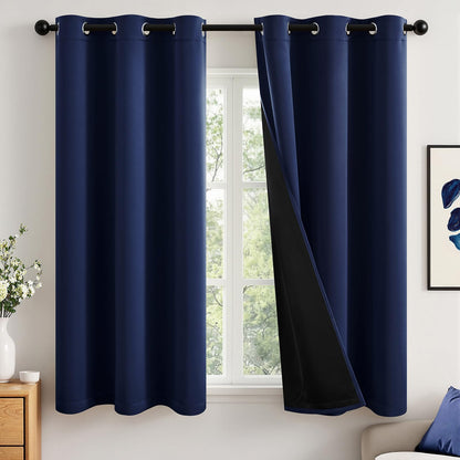MIULEE Cream 100% Blackout Curtains for Bedroom 40x63 Inch Long