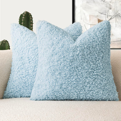 Foindtower Decorative Fuzzy Faux Fur Throw Pillow Covers 24x24 Inch Oatmeal
