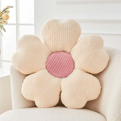 Kcvvcr Flower Throw Pillow, Cute Flower Shaped Pillow Decorative Throw Pillow for Bed Couch, Soft Daisy Pillows Floor Seating Cushion Cushions (14.9 Inch White+Green)