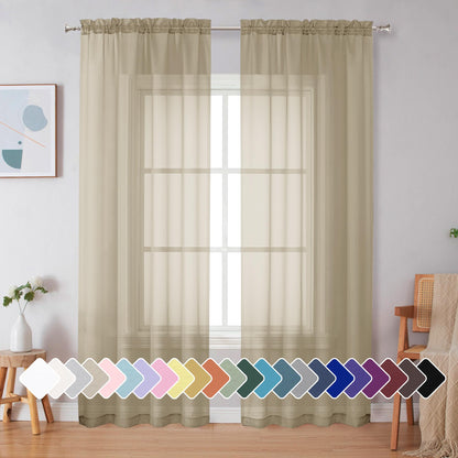 Simplebrand Black Sheer Curtains 84 Inches Long 2 Panels for Living Room