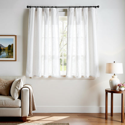 jinchan Linen Curtains Light Filtering Back Tab 50x96 Inch 2 Panels Beige