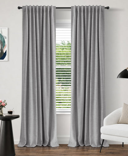 INOVADAY 100% Blackout Linen Curtains for Bedroom 50x84 Inches Cream