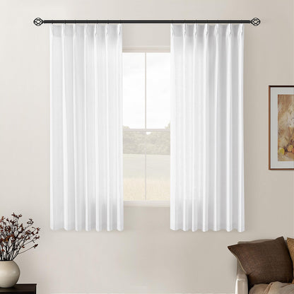 TWODRAPES Natural Pinch Pleated Linen Semi Sheer 84 Inch Curtains 2 Panels