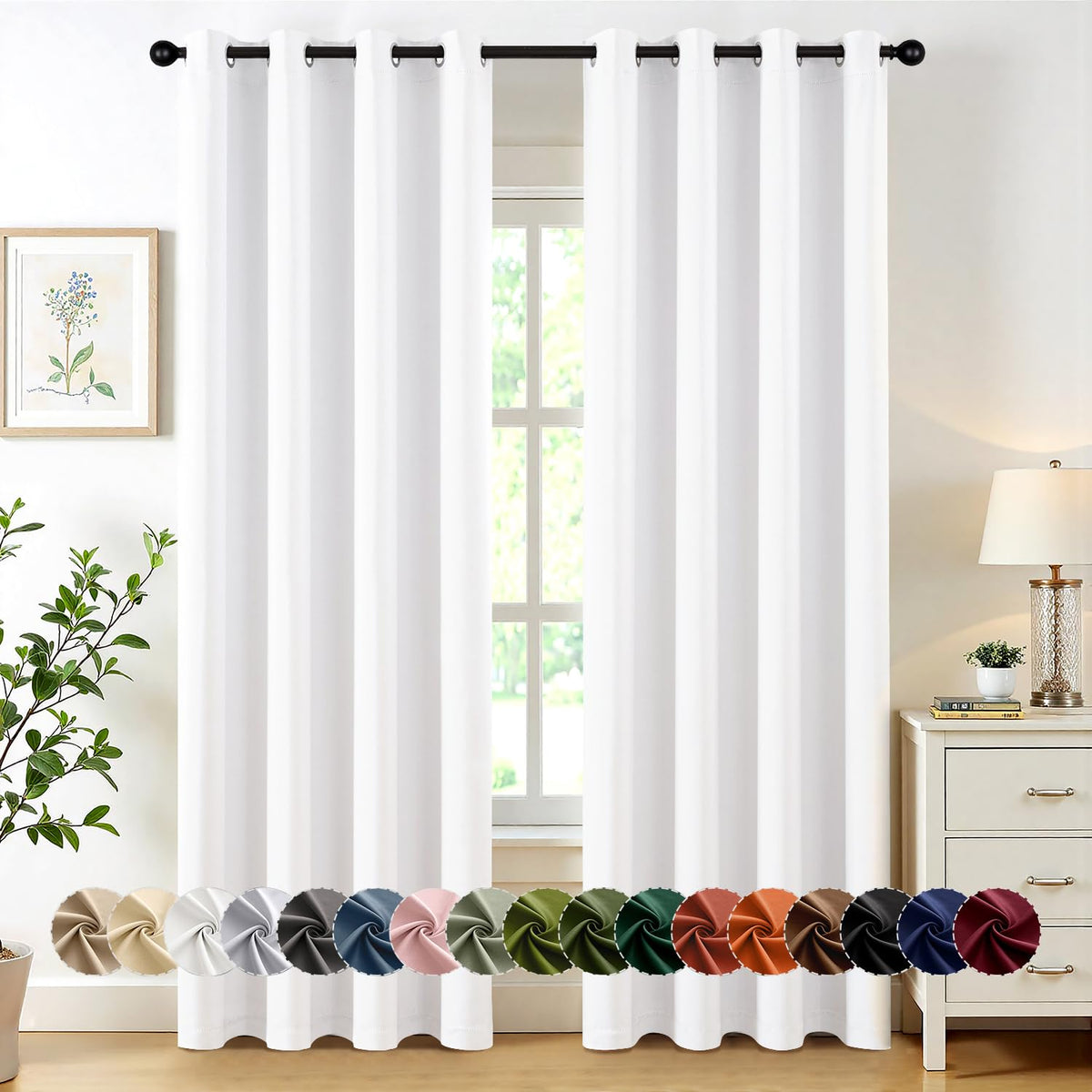 MIULEE Blackout Curtains for Bedroom 2 Panels 40 x 63 Inch Long Dark Grey
