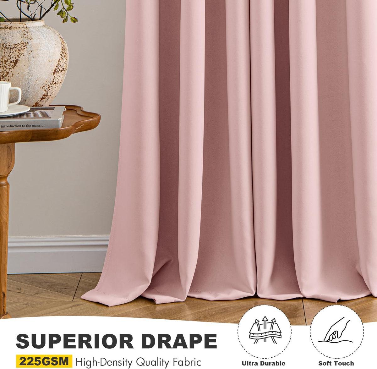 MIULEE Blackout Curtains for Bedroom 2 Panels 40 x 63 Inch Long Pink