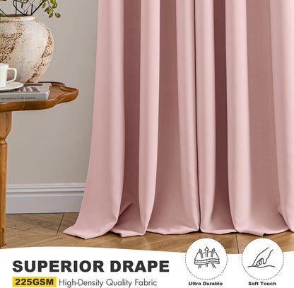 MIULEE Blackout Curtains for Bedroom 2 Panels 40 x 63 Inch Long Pink