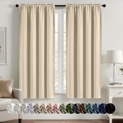 MIULEE Stone Blue Blackout Curtains for Bedroom Living Room 40"x63" 2 Panel
