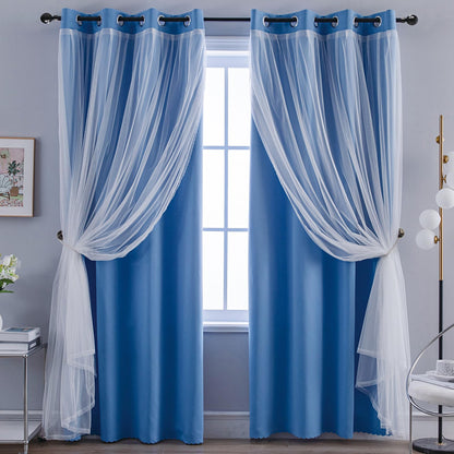 Anytime Double Layer Blackout Curtains 2 Panels，52Wx84L，Greyish White