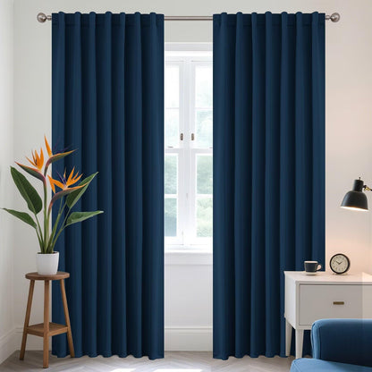 Joydeco Blackout Curtains for Bedroom, Black out curtains 96 inch long 2 Panels, Long Black Drapes with Rod Pocket Back Tab, Room Darkening Noise Reducing & Wrinkle-Free Drapes for Living Room Windows