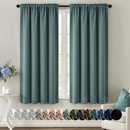 MIULEE Stone Blue Blackout Curtains for Bedroom Living Room 40"x63" 2 Panel