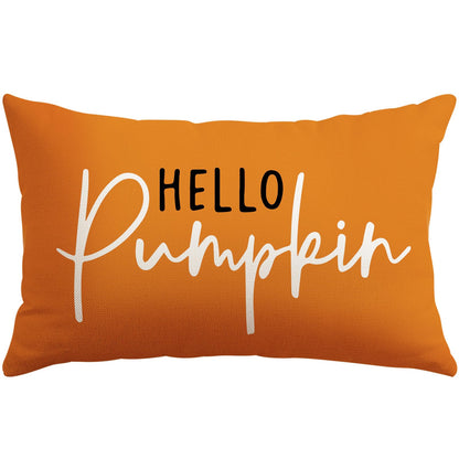Artscope Hello Pumpkin Beige Lumbar Throw Pillow Cover 12x20 Inch Fall Decoration Cushion Cover Thanksgiving Farmhouse Pillow Case for Home Sofa Couch Decor