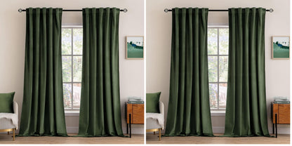 MIULEE Velvet Curtains 52x84 inches 2 Panels Olive Green Blackout Curtains
