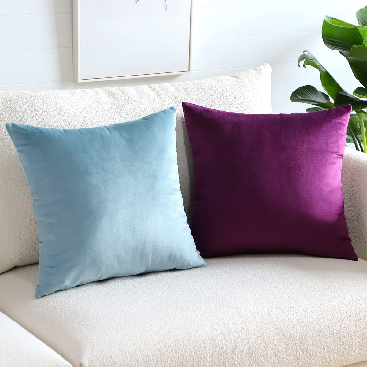 Artscope Luxury Velvet Pillow Covers Super Soft Decorative Square Throw Pillow Covers Case Cushion Covers for Sofa Couch Bedroom Car Decor 20x20 Inch Light Blue