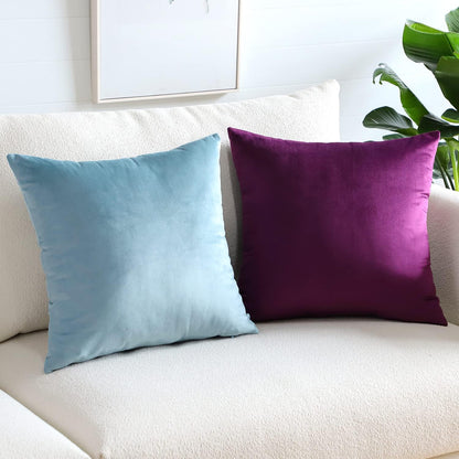 Artscope Luxury Velvet Pillow Covers Super Soft Decorative Square Throw Pillow Covers Case Cushion Covers for Sofa Couch Bedroom Car Decor 20x20 Inch Light Blue