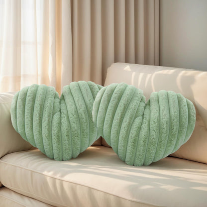 16 Inch White Heart Pillow Cute Fluffy Decorative Throw Pillows for Bed