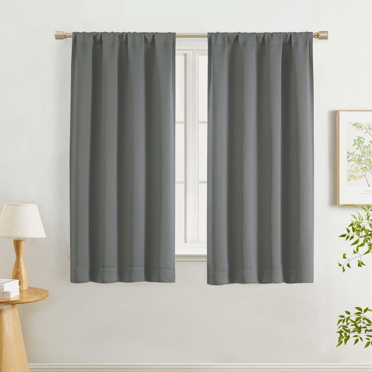 Lecloud Sage Green Room Darkening Curtains 54 Inch Length 2 Panels, Window Curtains for Bedroom, Energy Thermal Insulating Rod Pocket Curtain Drapes for Small Window, 40" W x 54" L