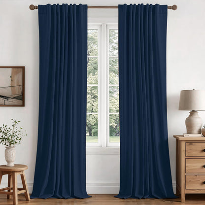 MIULEE 100% Blackout Linen Curtains for Bedroom 40W x 84L Cream 2 Panels