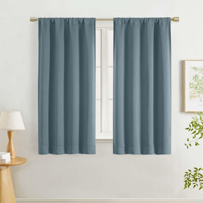 Lecloud Sage Green Room Darkening Curtains 54 Inch Length 2 Panels, Window Curtains for Bedroom, Energy Thermal Insulating Rod Pocket Curtain Drapes for Small Window, 40" W x 54" L