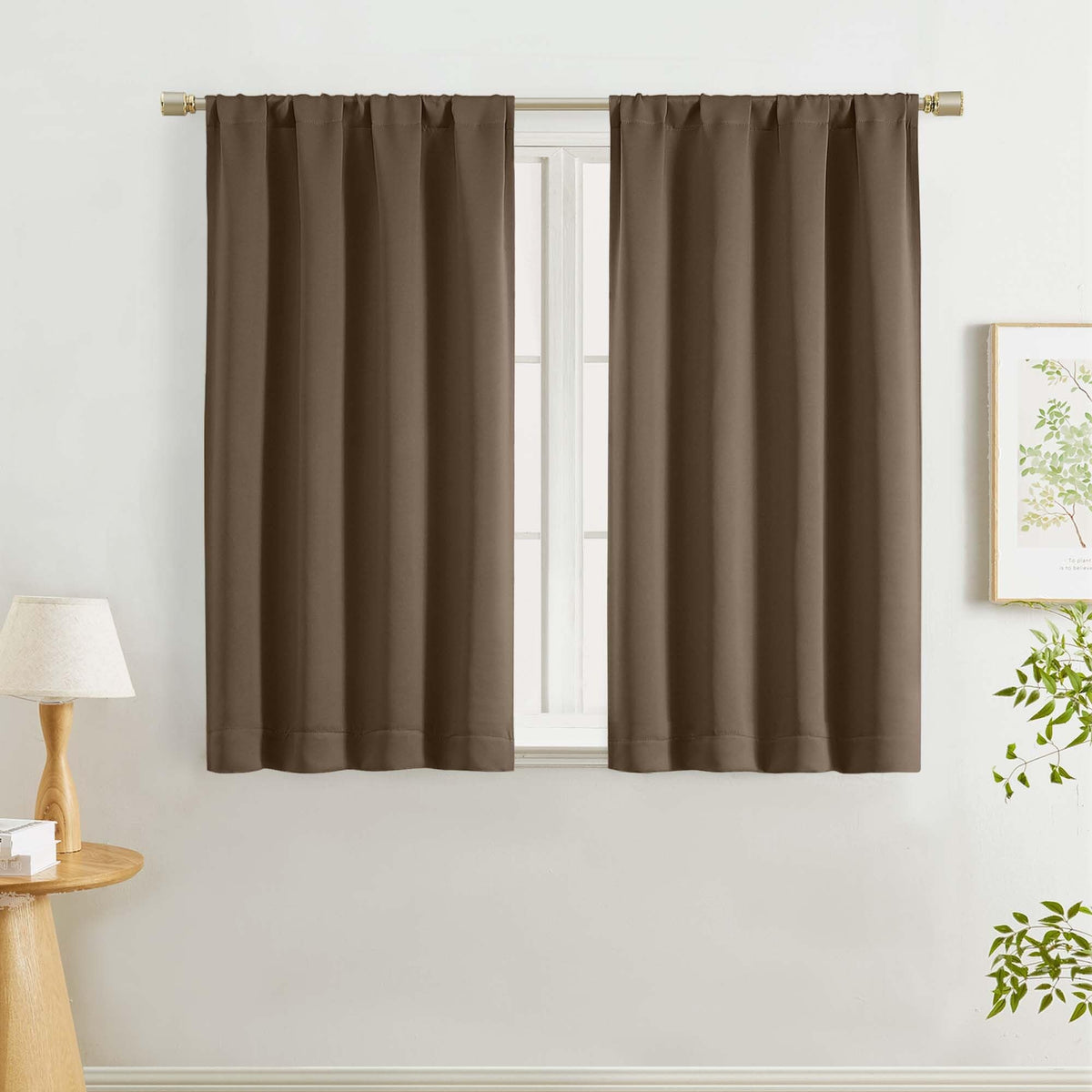 Lecloud Sage Green Room Darkening Curtains 54 Inch Length 2 Panels, Window Curtains for Bedroom, Energy Thermal Insulating Rod Pocket Curtain Drapes for Small Window, 40" W x 54" L