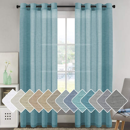 H.VERSAILTEX Natural Linen Sheer Curtains 84" 2 Panels Grommet