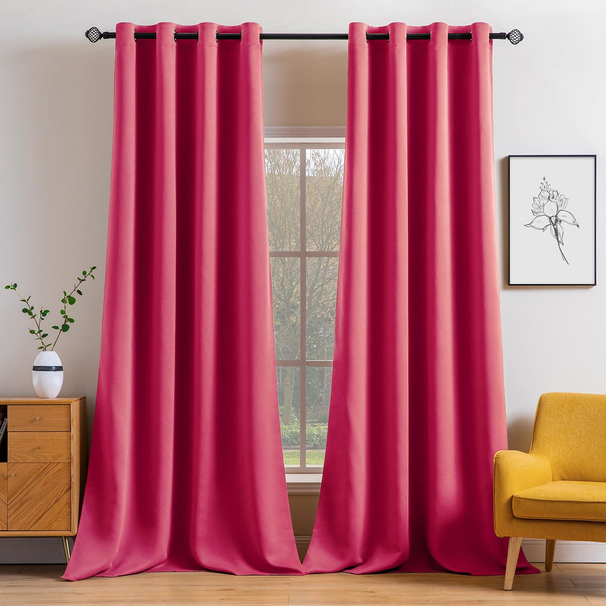 MIULEE Light Pink Blackout Bedroom Curtains Drapes 84 Inch Long 52"x84"