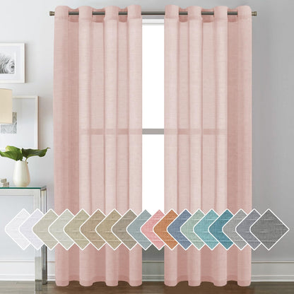 H.VERSAILTEX Natural Linen Sheer Curtains 84" 2 Panels Grommet