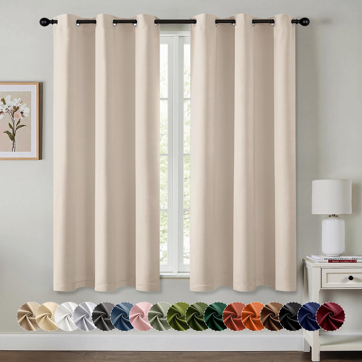 MIULEE Blackout Curtains for Bedroom 2 Panels 40 x 63 Inch Long Navy Blue