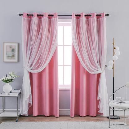 Anytime Double Layer Blackout Curtains 2 Panels，52Wx84L，Greyish White