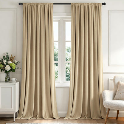 MIULEE Dusty Rose Pink Velvet Room Darkening Curtains for Bedroom W52 x L84
