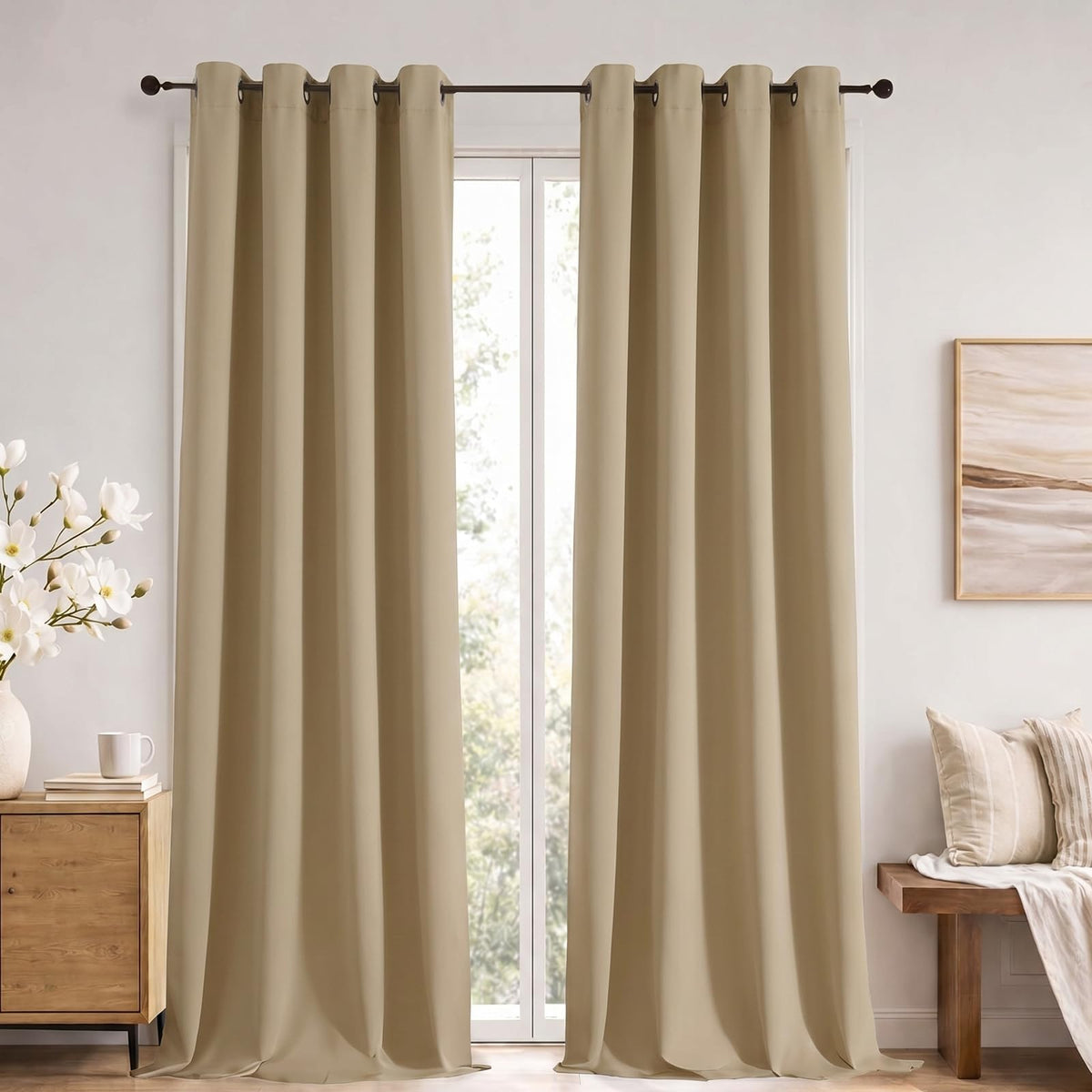 Simplebrand Sage Green Blackout Curtains 84 Inch Length 2 Panels Set for Bedroom/Living Room, Solid Room Darkening Thermal Insulated Grommet Energy Saving Window Treatment Drapes, Each 52" Wide