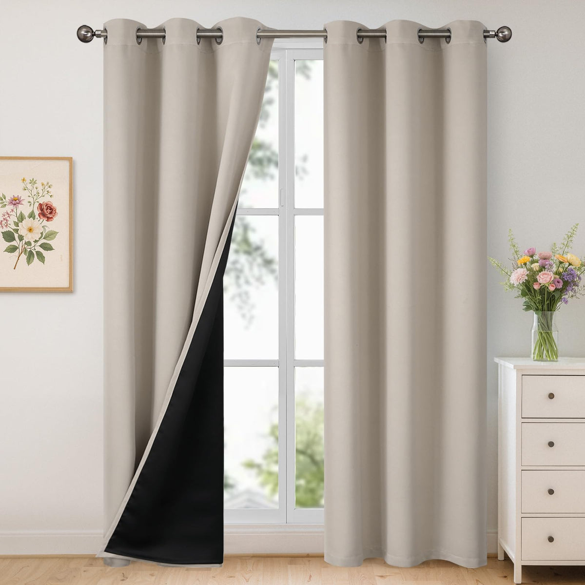 YoungsTex Black Blackout Curtains for Bedroom, Thermal Drapes Heat Blocking