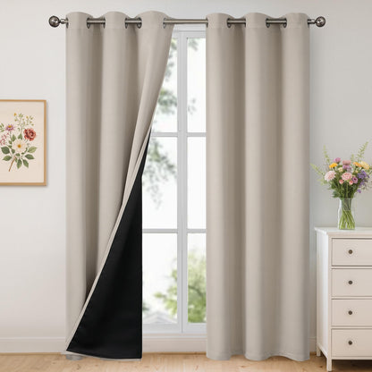 YoungsTex Black Blackout Curtains for Bedroom, Thermal Drapes Heat Blocking