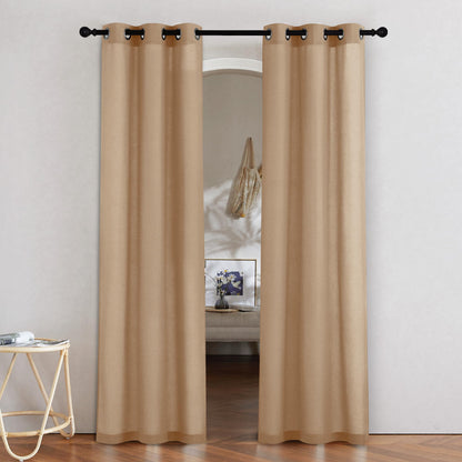 NICETOWN Natural Linen Curtains 84 inch Long 2 Panels Set, Grommet Top Thick Linen Burlap Semi Sheer Vertical Drapes Privacy Assured with Light Filtering for Bedroom/Living Room, W55 x L84