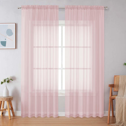 Simplebrand Black Sheer Curtains 84 Inches Long 2 Panels for Living Room