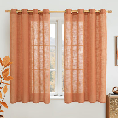 LAMIT Cream Ivory Linen Semi Sheer Curtains 84 inch Length for Bedroom