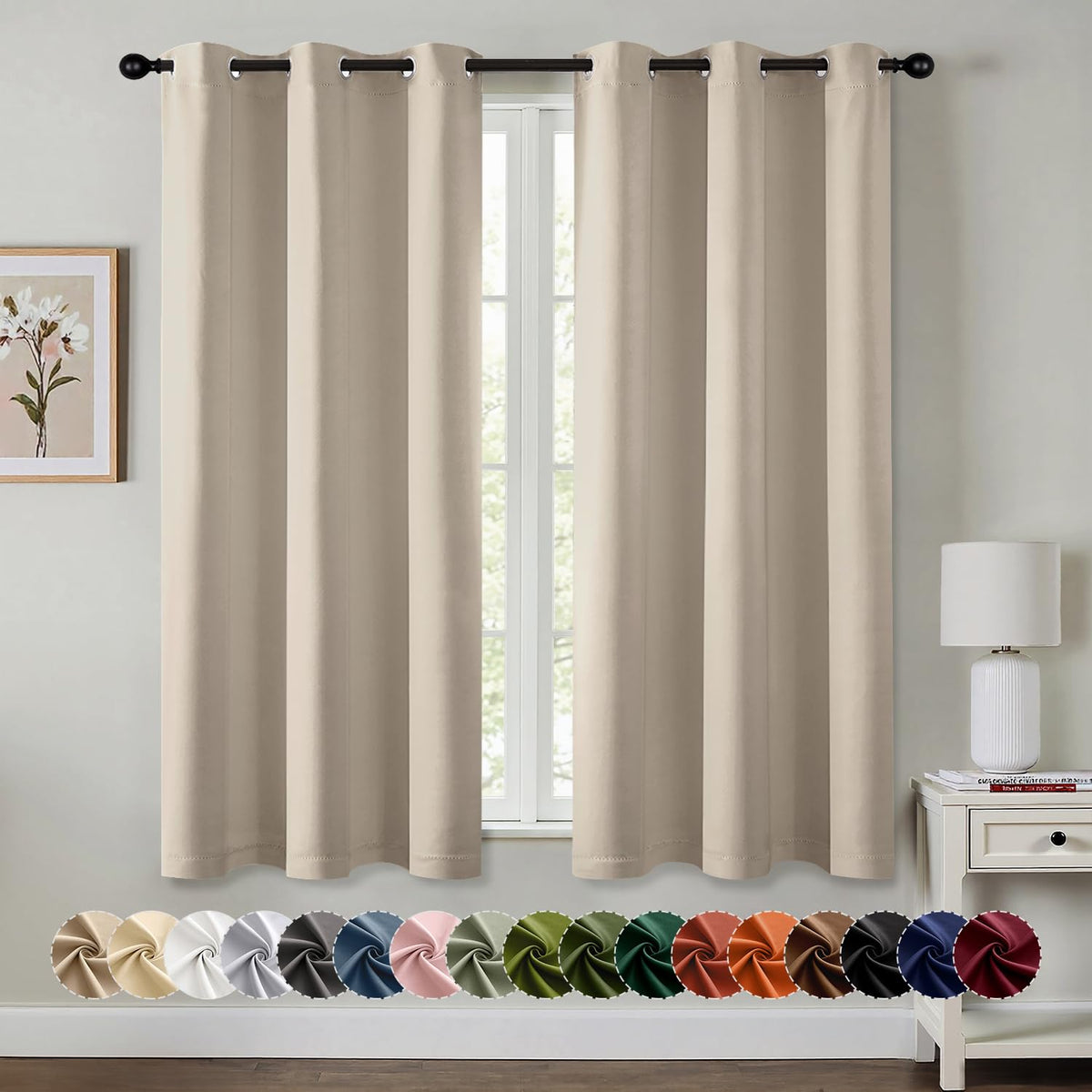 MIULEE Blackout Curtains for Bedroom 2 Panels 40 x 63 Inch Long Navy Blue