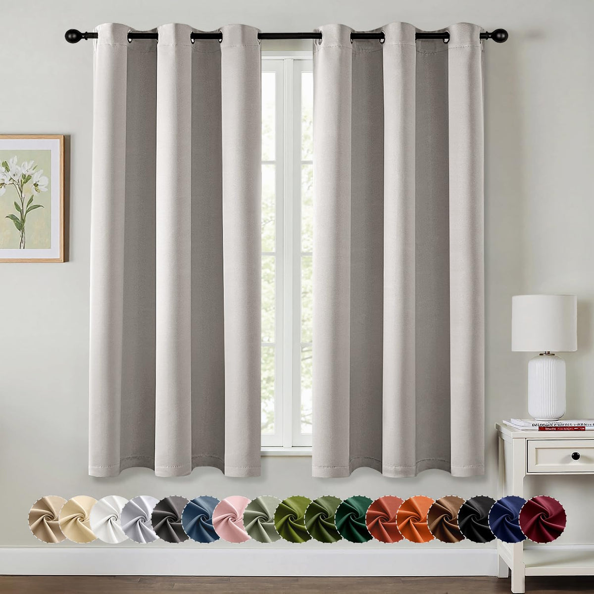 MIULEE Blackout Curtains for Bedroom 2 Panels 40 x 63 Inch Long Black