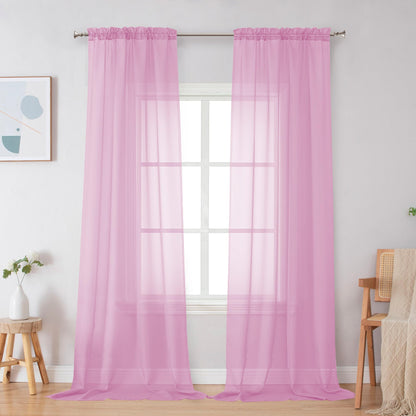 Simplebrand Black Sheer Curtains 84 Inches Long 2 Panels for Living Room