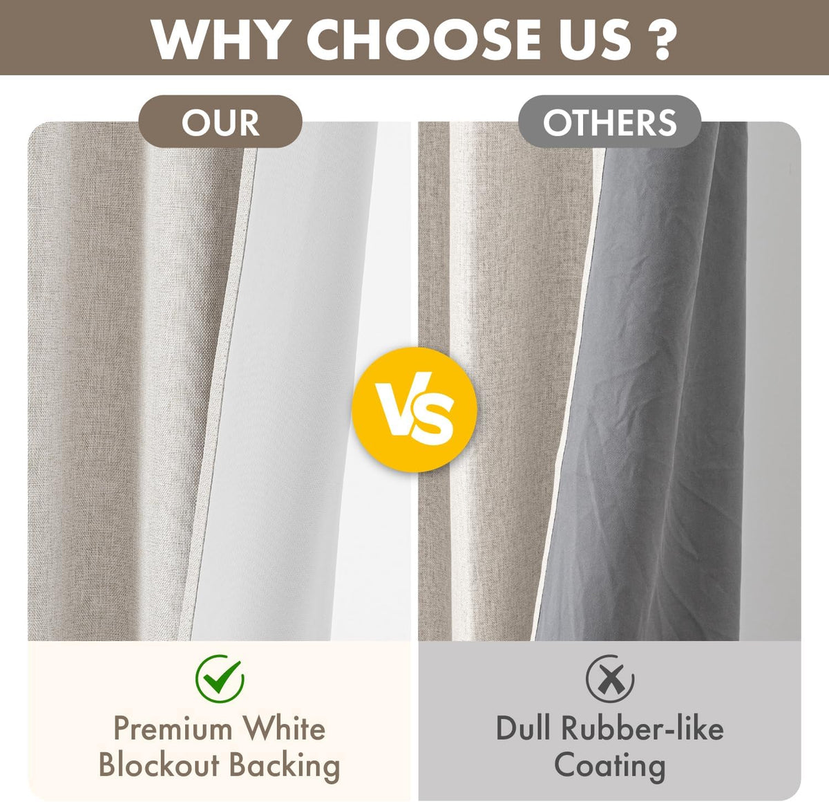 MIULEE 100% Blackout Linen Curtains for Bedroom 40W x 84L Cream 2 Panels