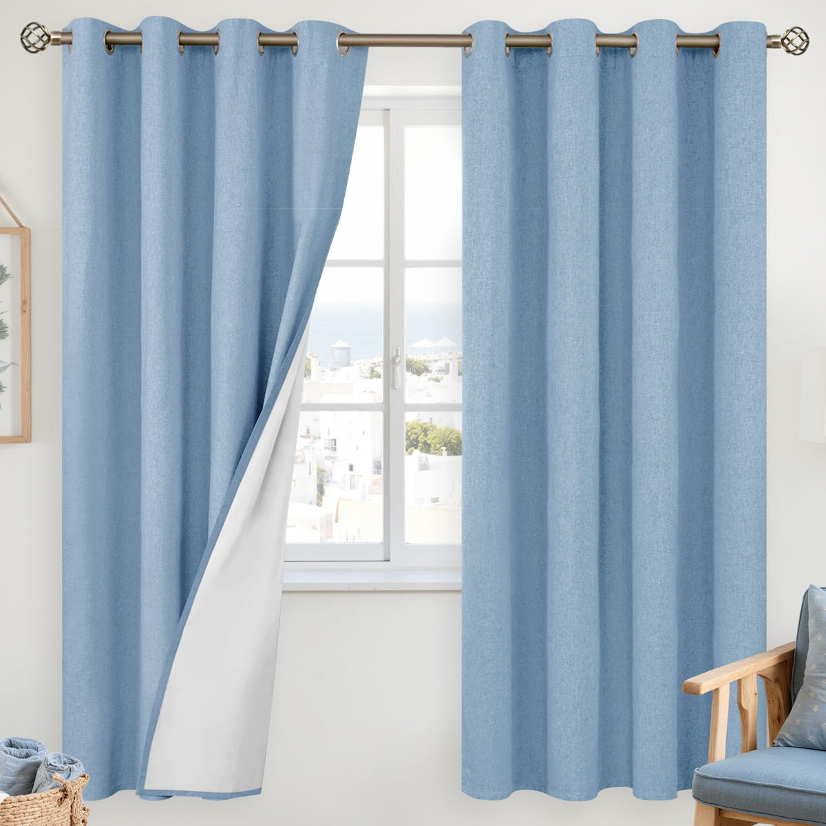 YoungsTex Black Blackout Curtains for Bedroom, Thermal Drapes Heat Blocking