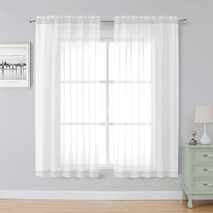 Simplebrand Black Sheer Curtains 84 Inches Long 2 Panels for Living Room