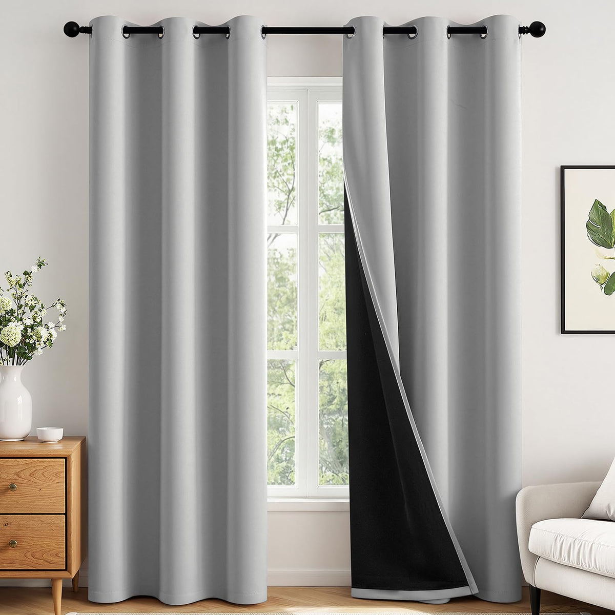 MIULEE Cream 100% Blackout Curtains for Bedroom 40x63 Inch Long